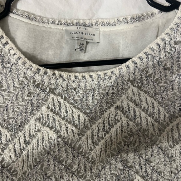 Metallic Thread Silver and White Chevron Sweater from Lucky Brand - Picture 5 of 11